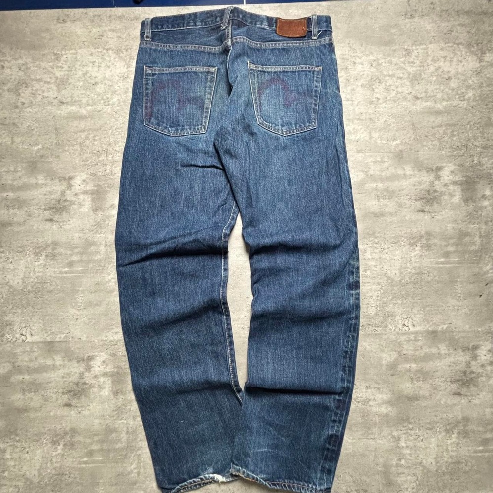 Evisu Straight Leg Jeans Mens 35x32 Blue Good Vintage 90s Japanese Selvedge